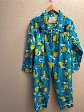 Printfresh Turquoise Lemon-Print Pajama Set